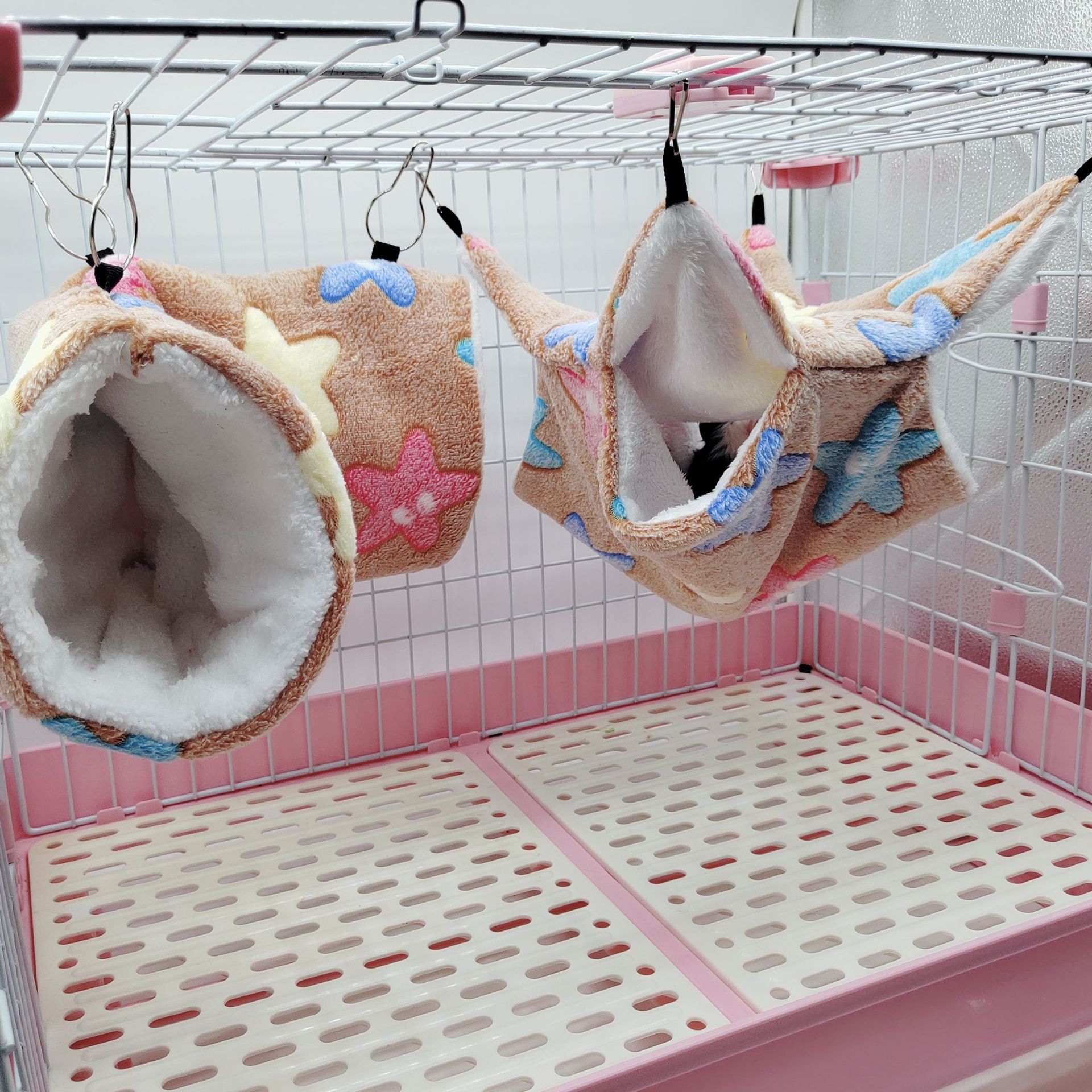 蜜袋鼯保暖双层夹层吊床小宠吊床悬挂式松鼠睡袋宠物用品仓鼠吊床详情35