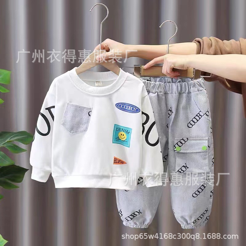 Otoño invierno 2022 nuevo medio niño cuello redondo sudaderas dos piezas tendencia niños deportes sudaderas sudaderas venta al por mayor pic 13