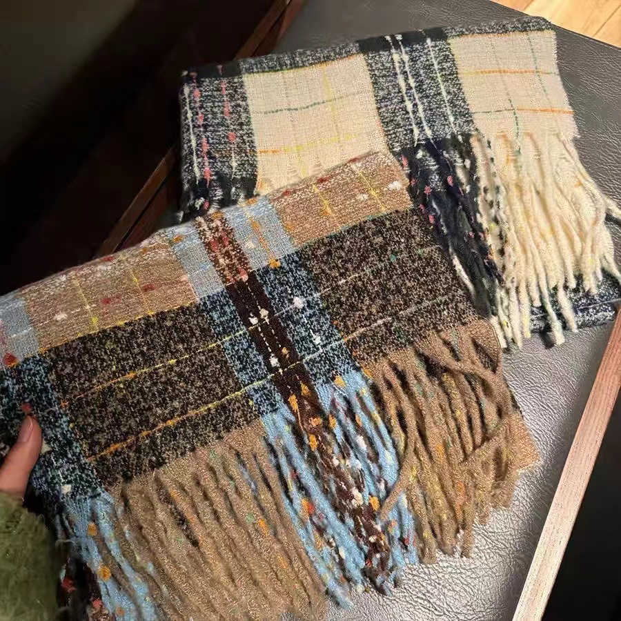 冬日旅社满目星河津川秋栗格子仿羊绒加厚女冬季新款围巾韩版保暖详情3