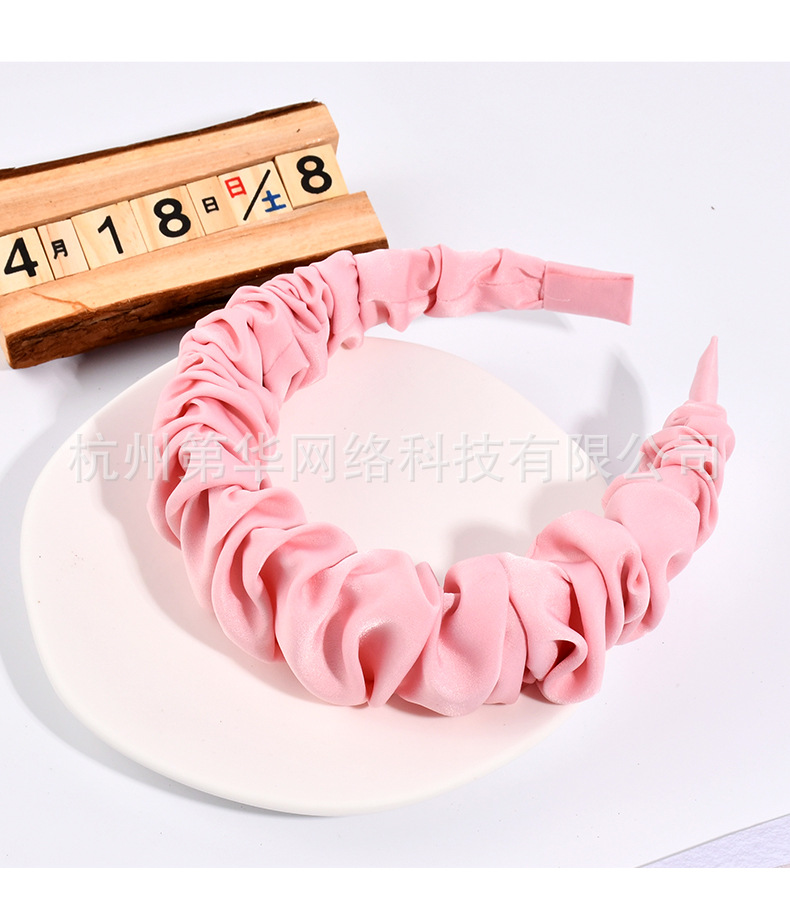 2022 nuevo corea dongdaemun hoop de pelo vintage ins color sólido plisado hoop de cabeza para lavar la cara tarjeta de pelo headwear wholesale pic 11