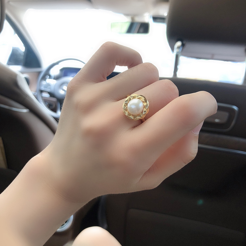 14K包金铜镀金麻花复古欧式吊坠珍珠空托耳钉戒指三件套装DIY配件详情4