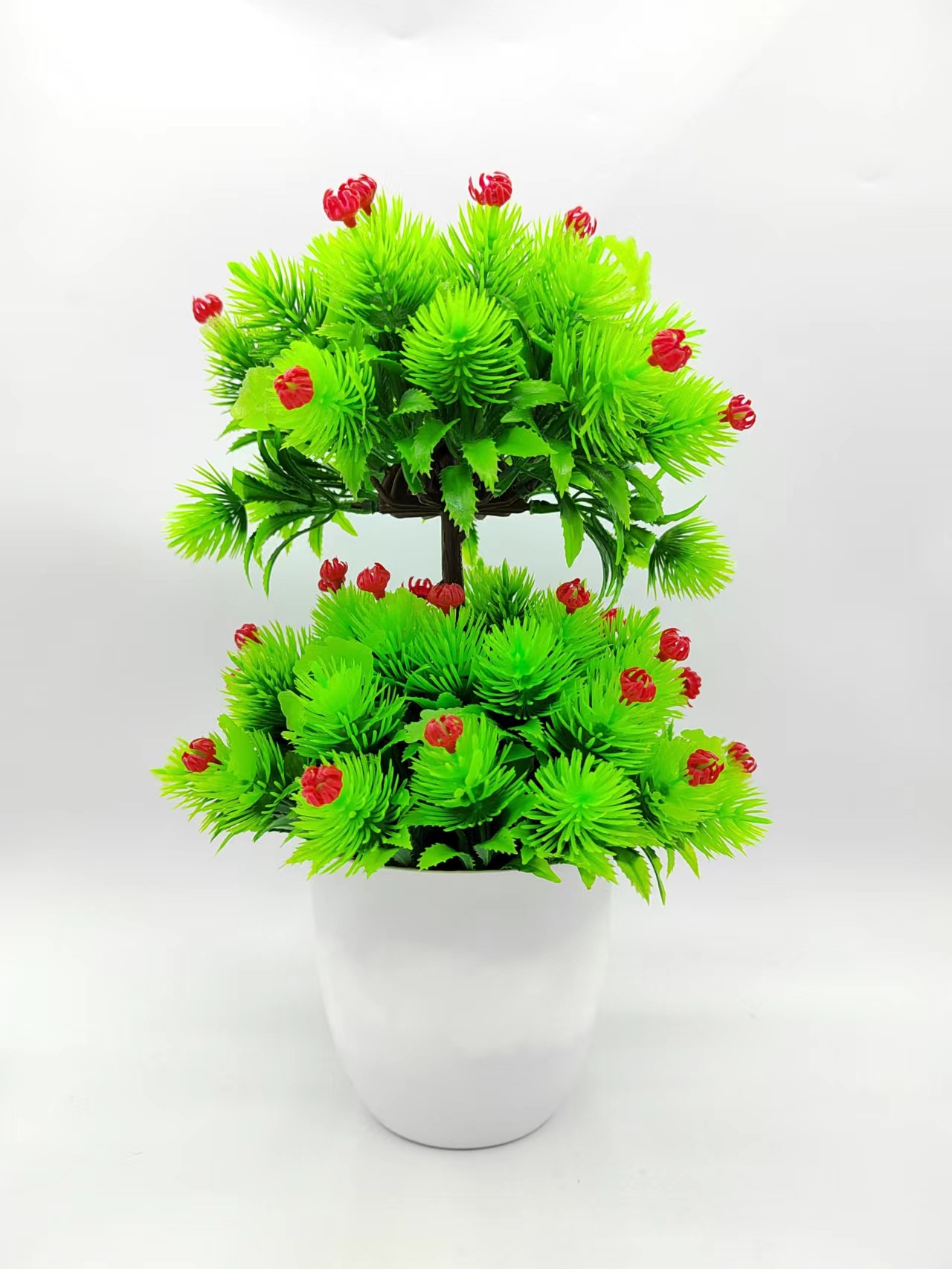 Hongsheng Simulation Technology: Double-layer simulation flower trees, green plants, simulation bonsai furniture, decorative garden artificial flowers pic 10
