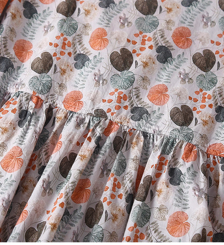 复古森系棉麻小碎花连衣裙女夏季宽松大码显瘦V领高腰大摆长裙子详情12