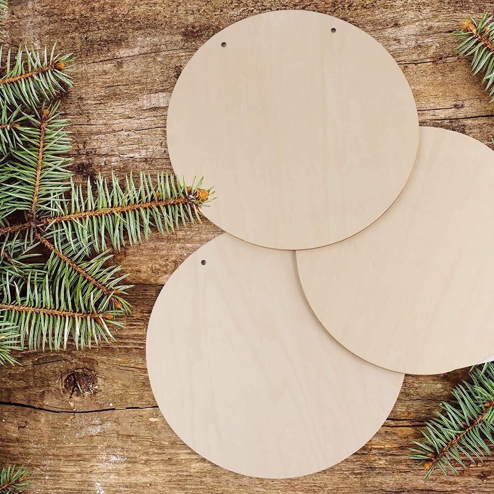 30cm打孔圆形门牌挂牌木制空白圆木片工艺品DIY木质圣诞节日装饰详情10