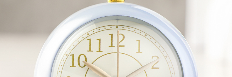 跨境热卖 创意闹钟圆环底座复古床头座钟静音带夜灯学生风闹钟详情3