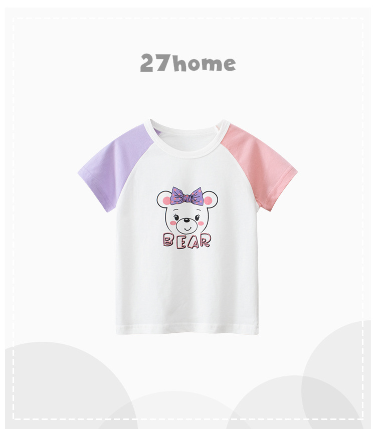 27home韩版童装女童短袖T恤衫 2024夏季新款宝宝衣服卡通一手货源详情2
