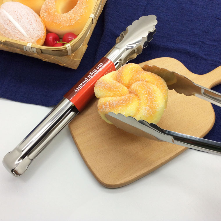Bread tongs, stainless steel plum blossom bread food tongs, tableware food tongs, steak barbecue tongs pic 1