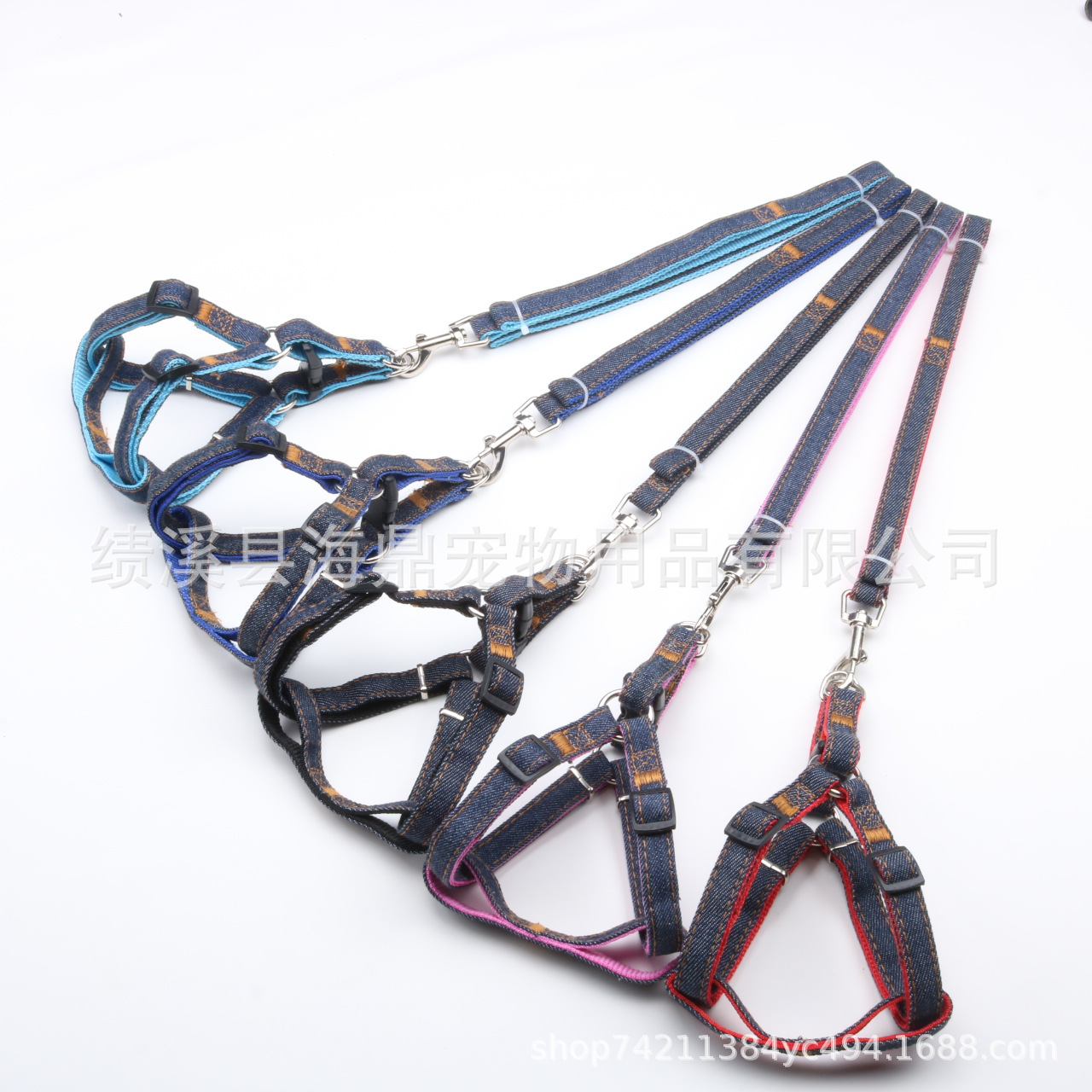 Pet supplies: dog leashes, denim leashes, chest straps, denim dog walking leashes, medium and small-sized dog chains pic 11