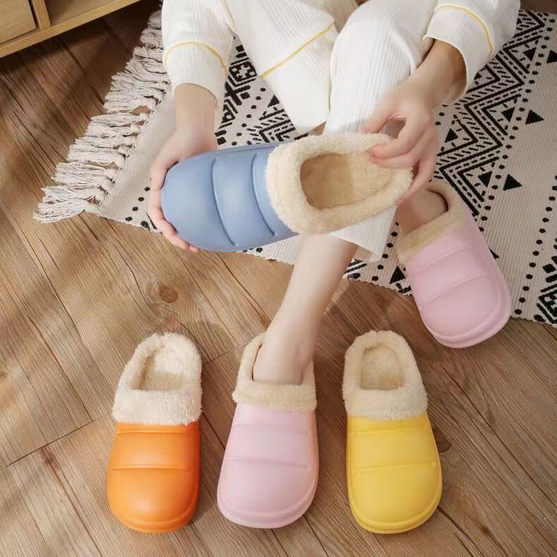 跨境批发现货棉拖鞋女秋冬季家居室内保暖厚底冬天防水毛绒棉鞋男详情11