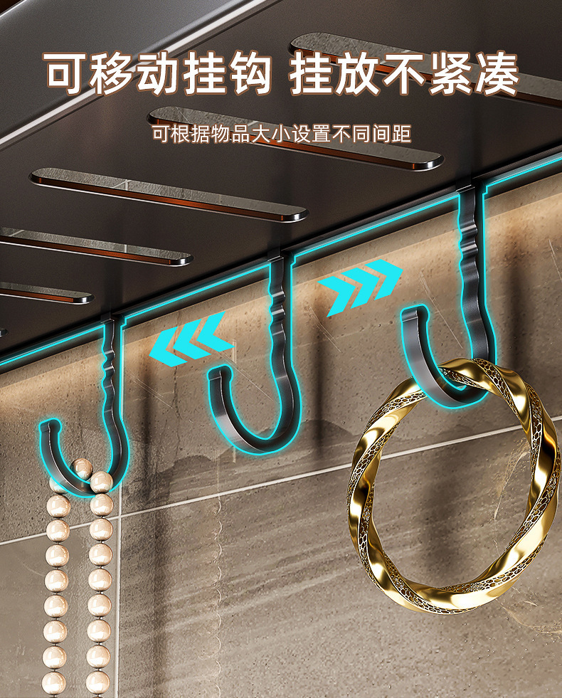 Integrated bathroom storage rack without drilling, wall-mounted bathroom, toilet and bathroom set, space aluminum bath towel rack and storage rack pic 10