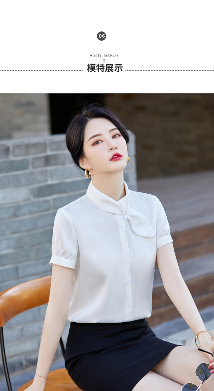The 2022 summer new style of elegant professional shirts for women, fashionable and stylish short-sleeved commuting satin shirt work clothes pic 41