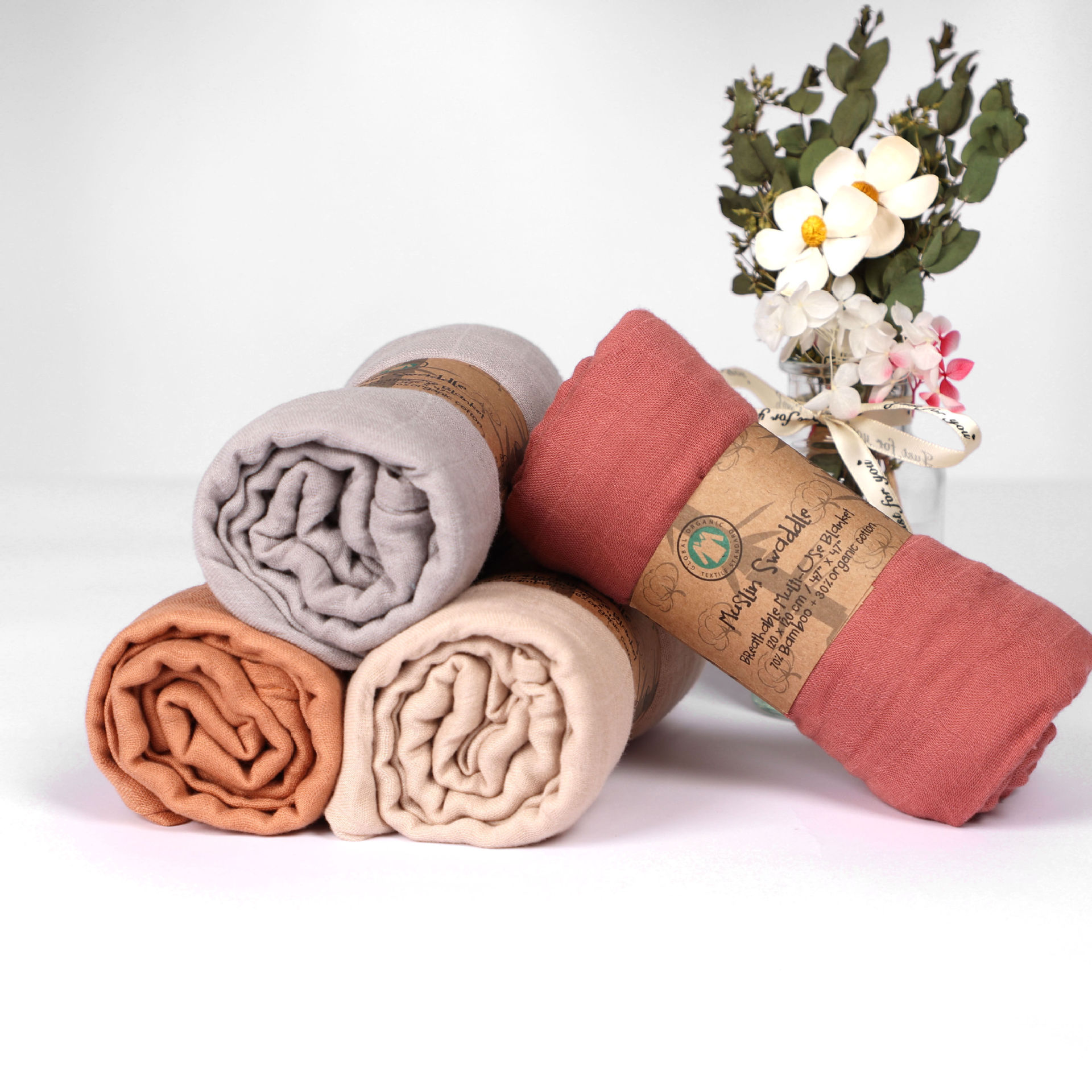 Best-selling bamboo cotton dyed gauze bath towels on Instagram and Amazon, muslin baby wraps, baby blankets, and plain quilts pic 9