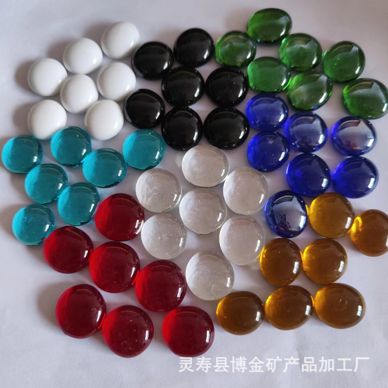 Glass flat beads: 12-14mm, 17-19mm. Glass beads for garden decoration, fish tank base, in various colors pic 3