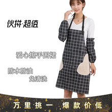 Customized thickened denim canvas aprons for foreign trade, waterproof household kitchen work, hairdressing aprons, and logo printing pic 5