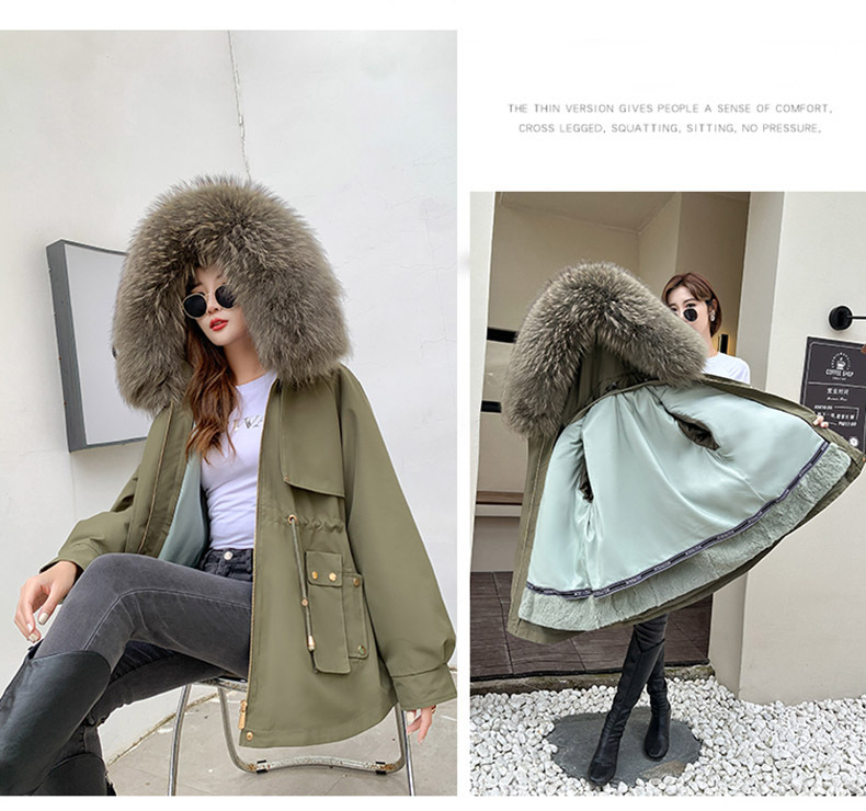 The real photographer overcomes the short and petite girl with a detachable inner liner made of rex rabbit fur 貉子 fur collar haining fur coat for winter pic 18