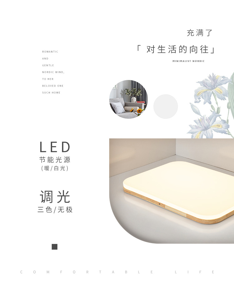 Nordic slim dormitorio sala de estar techo luz log led moderno minimalista pasillo basalto habitación lámparas de madera sólida pic 15
