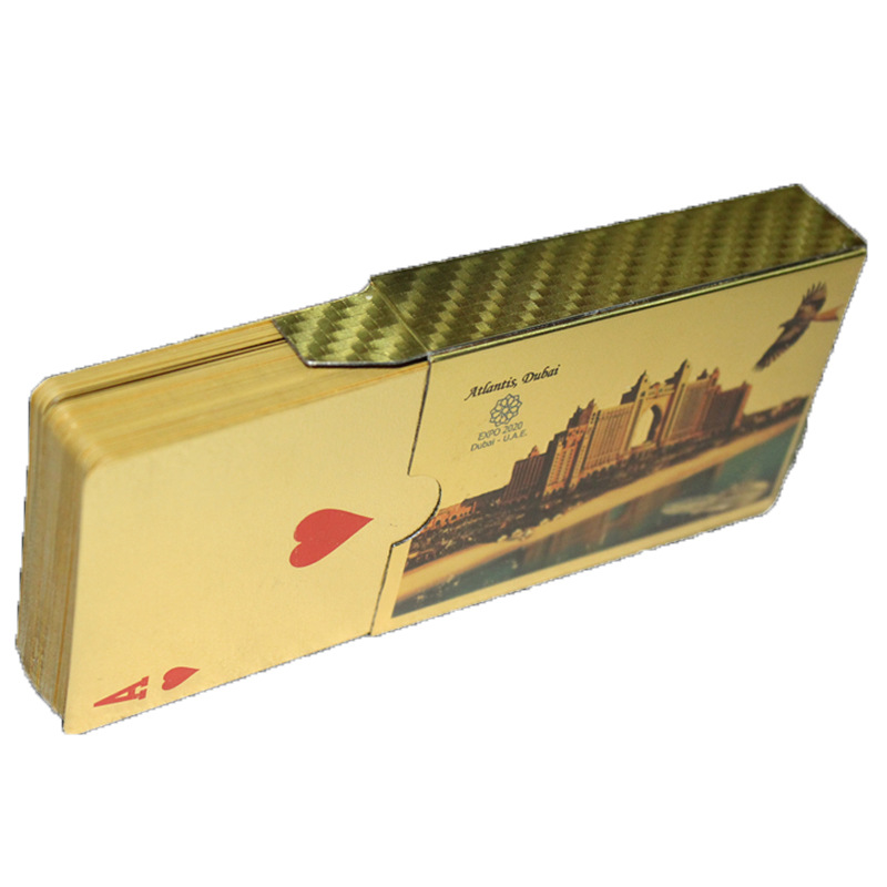 金箔扑克牌 土豪金镀金磨砂金彩色风景款扑克详情5