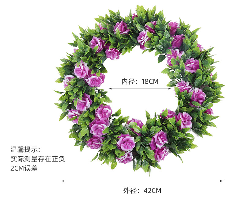 New in-stock flower wreath, grass ring, country-style American pendant decoration factory wholesale cross-border large simulation flower wreath pic 4