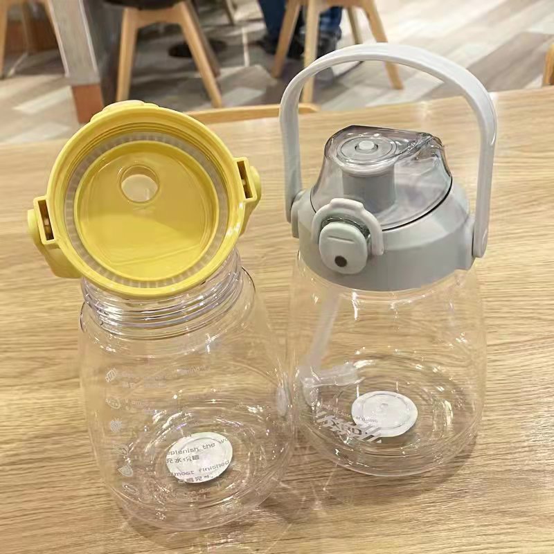 Yinqian 1210ML ton-ton bucket large-capacity plastic water cup, bouncing lid space cup, portable anti-drop sports straw cup for male and female students pic 4