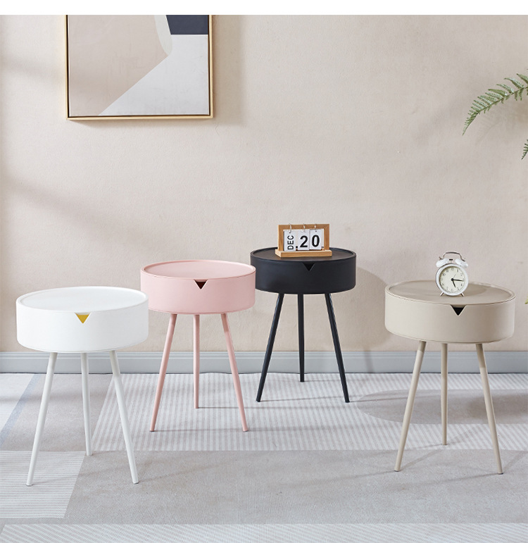 A round triangular table, a small table by the bedside of a girl in the bedroom, a modern and simple mini round table pic 10