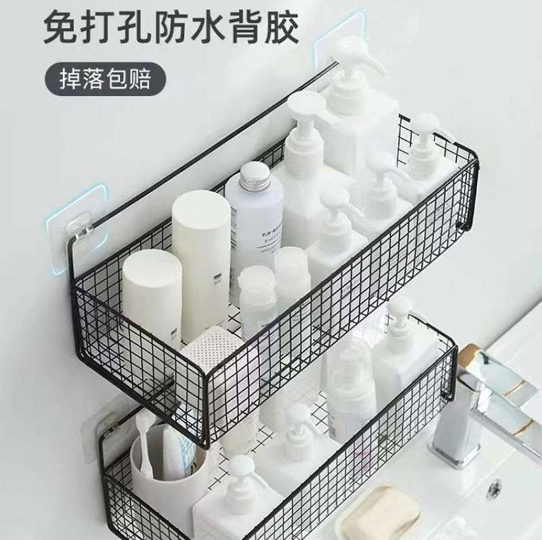 Bathroom wall storage rack, wall-mounted non-drilling storage rack, storage basket, bathroom storage and organization rack pic 6