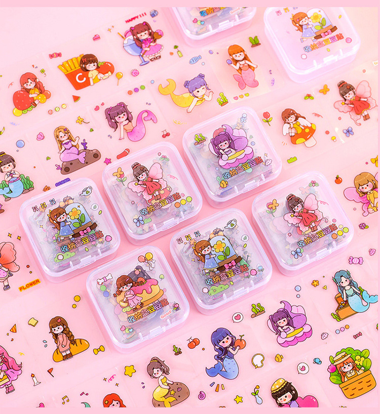 卡通盒装豆豆贴纸 儿童创意可爱贴纸小礼品手账DIY装饰素材小贴画详情21