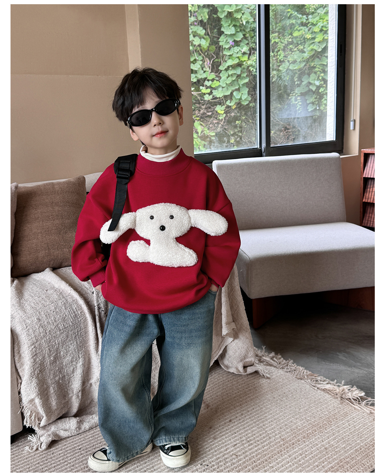 童酷2024儿童冬款湖州织里童装可爱宝宝上衣立体小狗加厚男童卫衣详情15