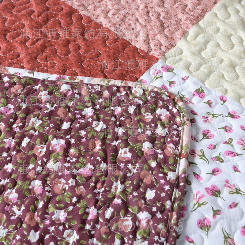 A three-piece set of soft and skin-friendly small floral polyester sewing quilt and bed cover with Boya printed and fresh Korean country style pic 14