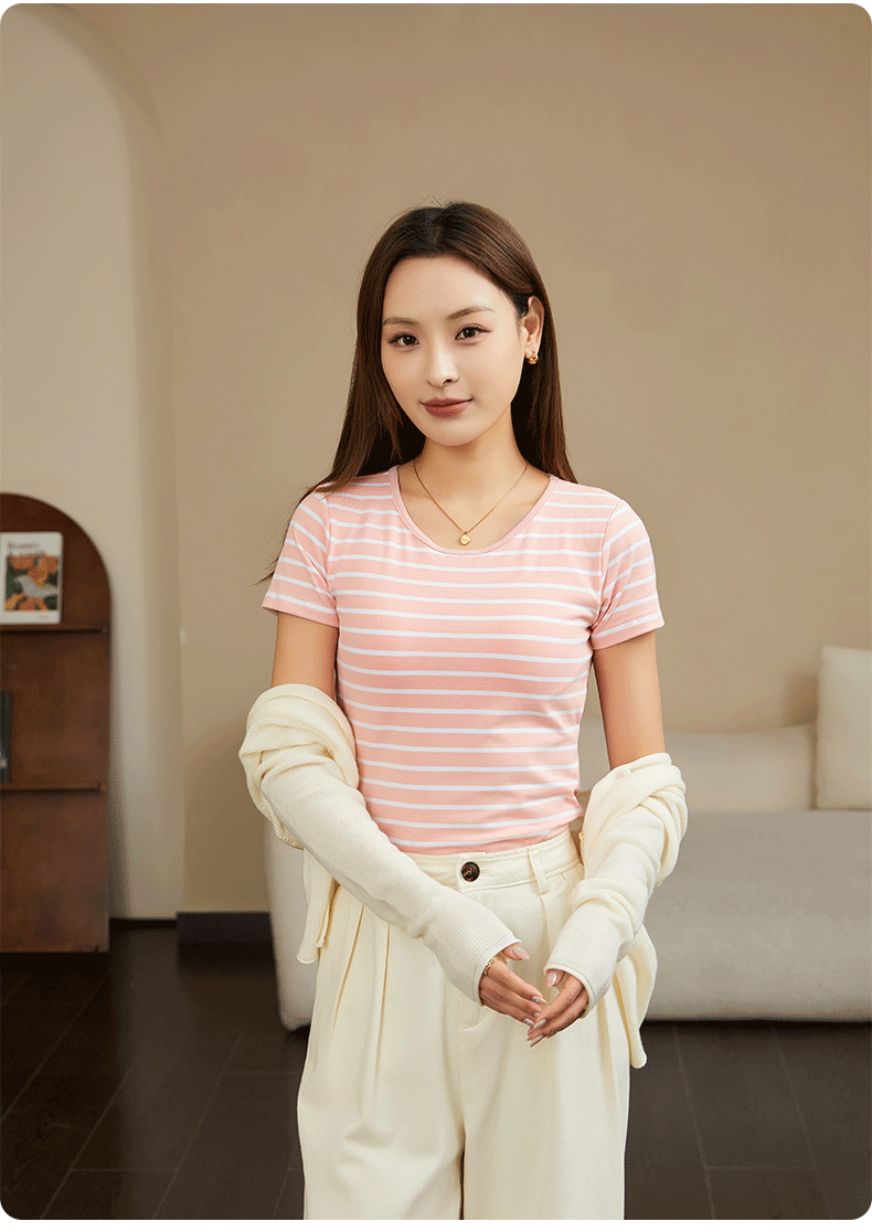 2025新款短袖条纹半袖女修身外穿内搭防走光短袖T恤打底衫百搭详情11