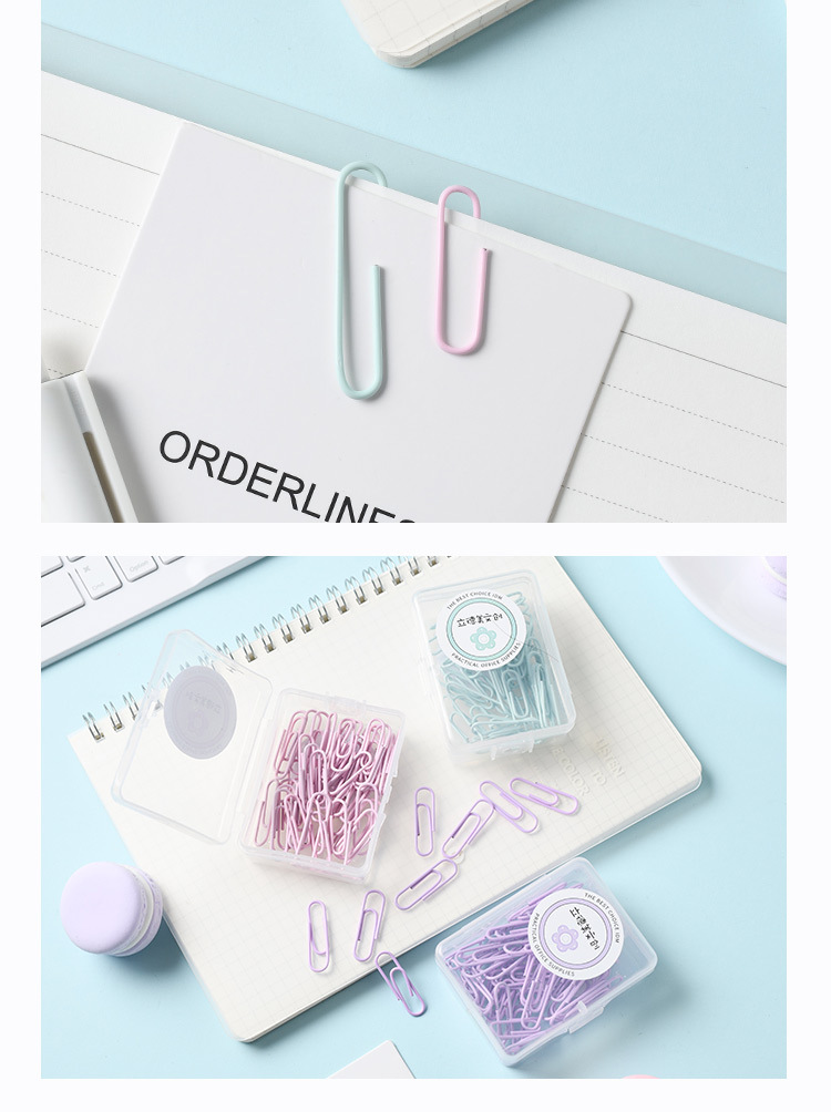 Lidemei Cultural and Creative Fresh Macaron Office Supplies Small Box, Long Tail clip, stapler, Paperclip binding set pic 20