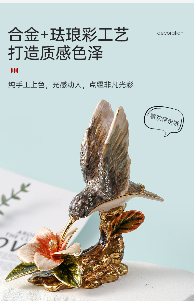 Desktop decorative items, enamel tree stump, eagle light, hand-painted zinc alloy metal handicraft jewelry box manufacturer wholesale pic 3