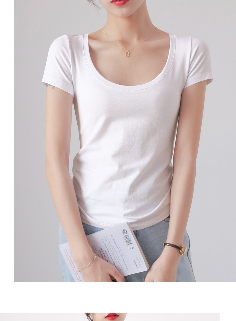 白色修身圆领纯棉短袖t恤女夏季2025新款内搭打底衫显瘦紧身上衣详情8
