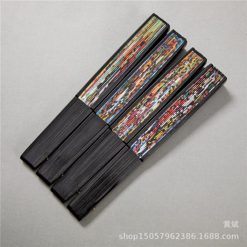 8寸国潮潮语扇新款漫画扇子古风绢布防水蹦迪双面网红扇批发折扇详情4