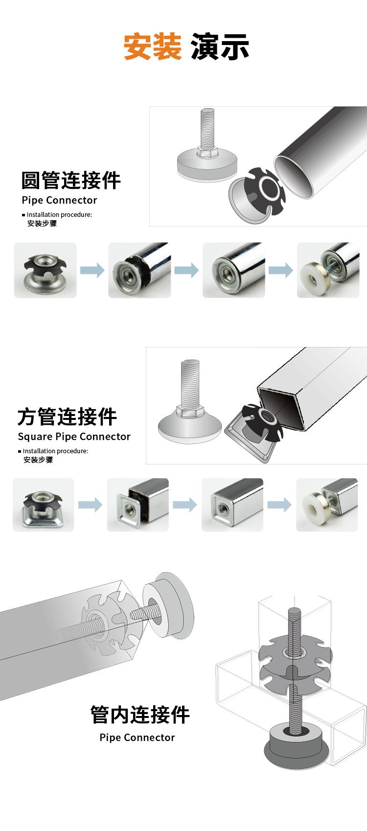 Sunflower star-shaped nut connector, pipe nut connector, plum blossom spring piece connector pic 4