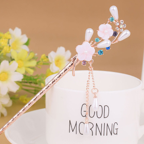 New floral tassel step hairpins, retro and elegant style hair hairpins, ancient-style Hanfu cheongsam hair accessories for women wholesale pic 18