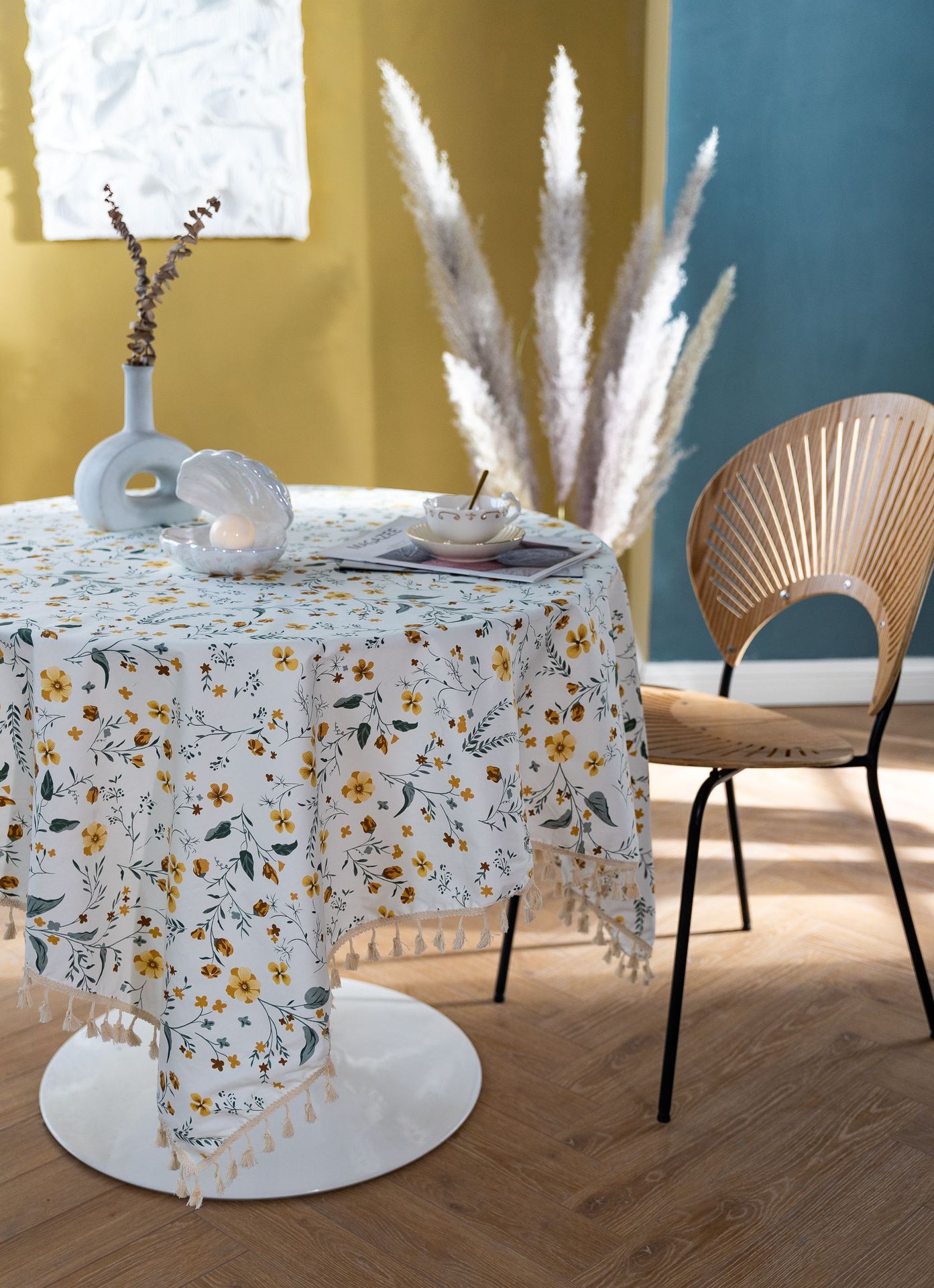 Pure cotton cross-border artistic Nordic Japanese tassel tablecloth, Japanese printed cover cloth, Korean floral rectangular tablecloth pic 14