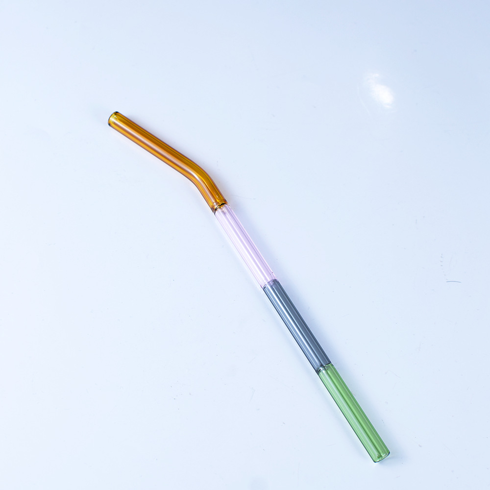 定制高硼硅透明玻璃吸管蝴蝶结樱桃爱心创意手工花朵饮料弯管20CM详情4