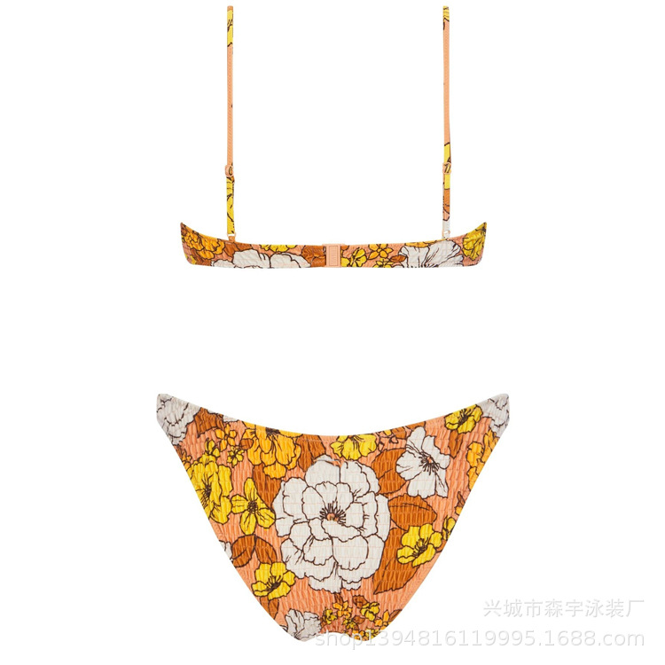 The 11-color INS triangular double-sided swimsuit with strapless and pleated designs from Europe and America has swept the new bikini style pic 46