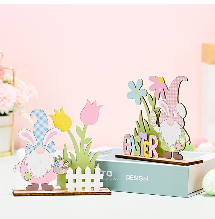 New cross-border Haobei Easter decorations, Easter wooden printed ornaments, Easter atmosphere setting pic 8