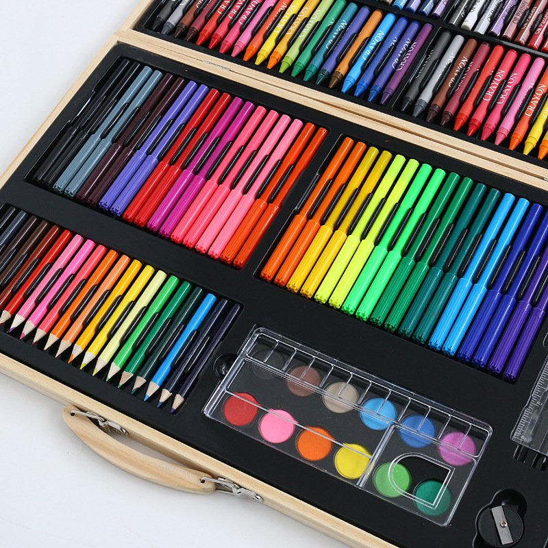 180 New wooden box painting set for children and students, watercolor pen set, art and drawing stationery gift box pic 10