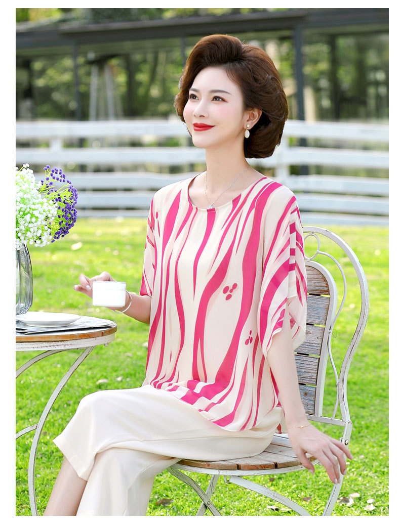 中年妈妈夏装短袖女套装中老年人两件套胖妈妈大码洋气2024新款详情18