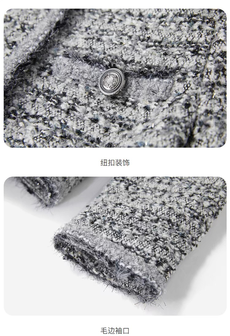 san@collection invierno 2024 nueva mujer pequeña fragancia tweed lana abrigo temperamento abrigo francés pic 16