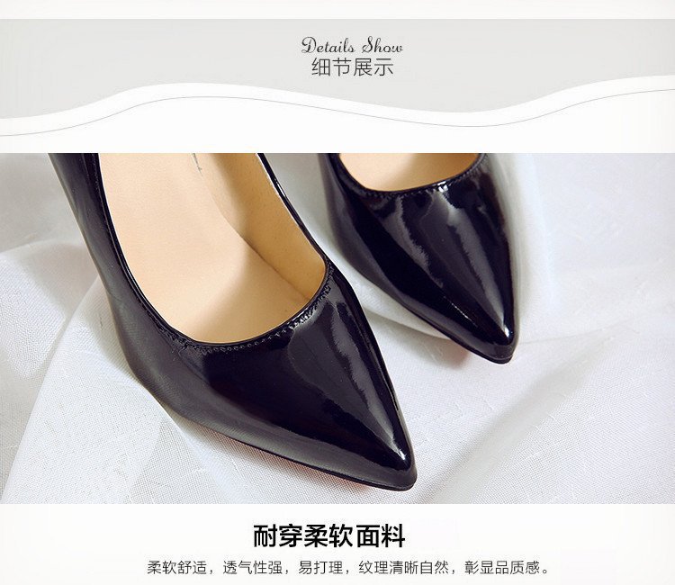高跟鞋女2021新款女鞋春季欧美风尖头浅口单鞋女式细跟漆皮时装鞋详情6