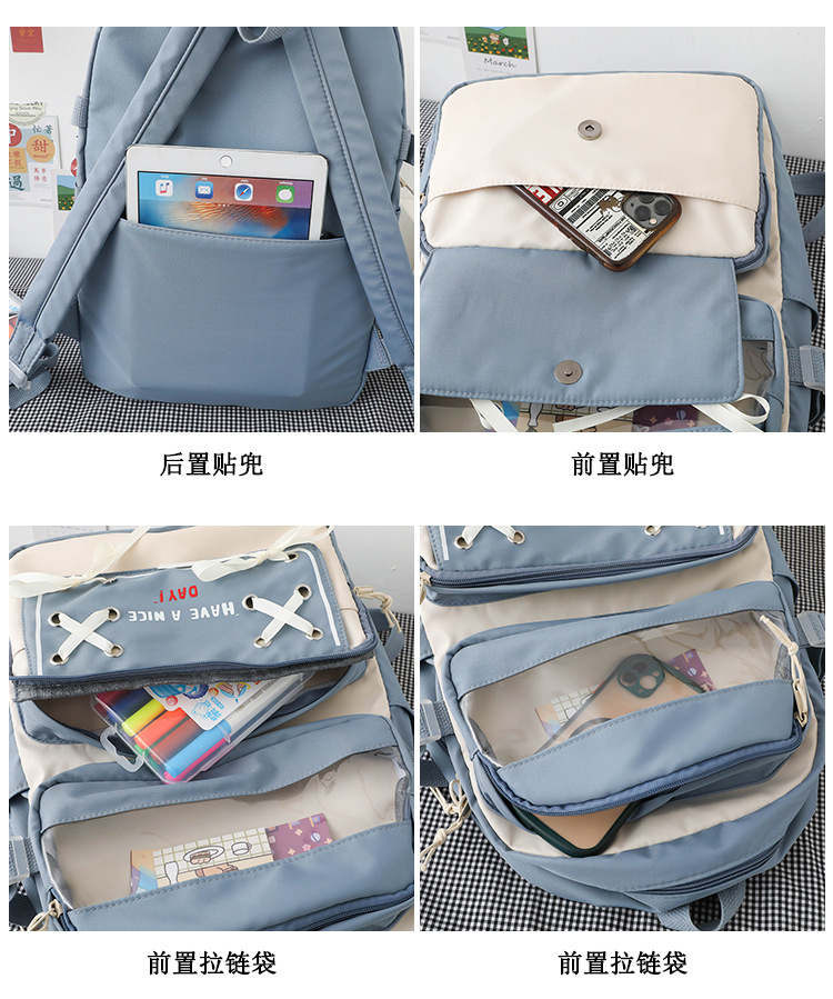 New student schoolbag, Japanese-style cute and fresh girl backpack, large capacity for junior high school students, trendy backpack for primary school boys pic 43