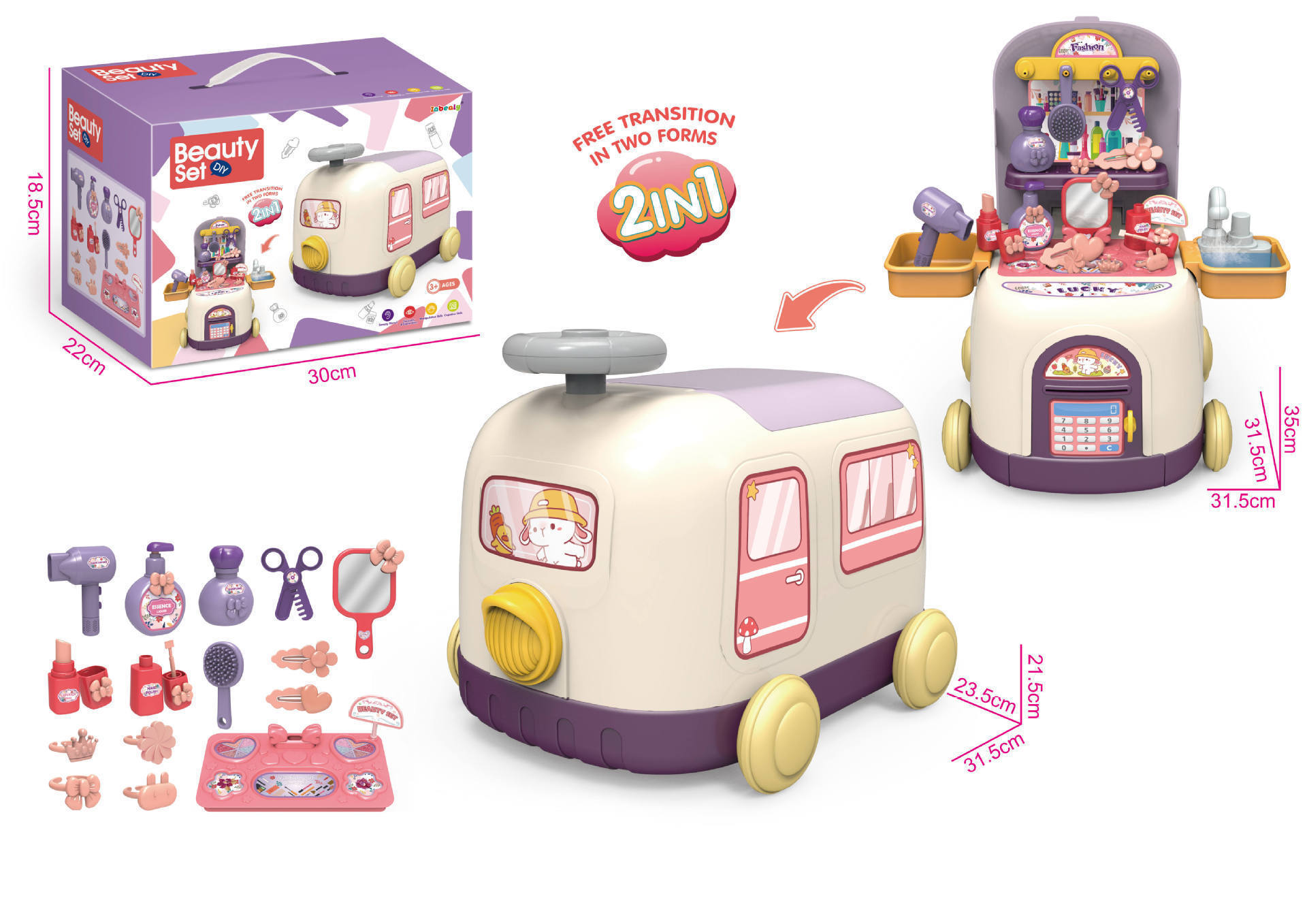 亚马逊跨境儿童火车收纳2合1厨房医具宠物女孩过家家益智场景玩具详情3