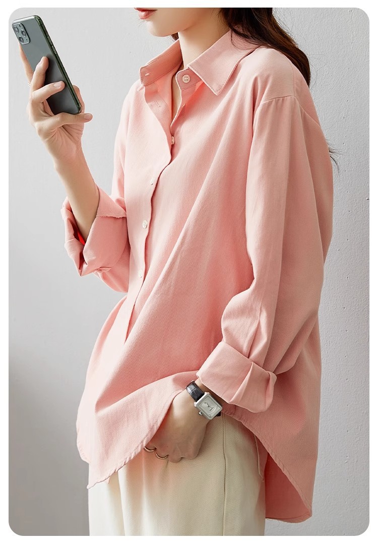 2024秋季纯色衬衫女休闲时尚百搭衬衣韩系通勤外套上衣详情16
