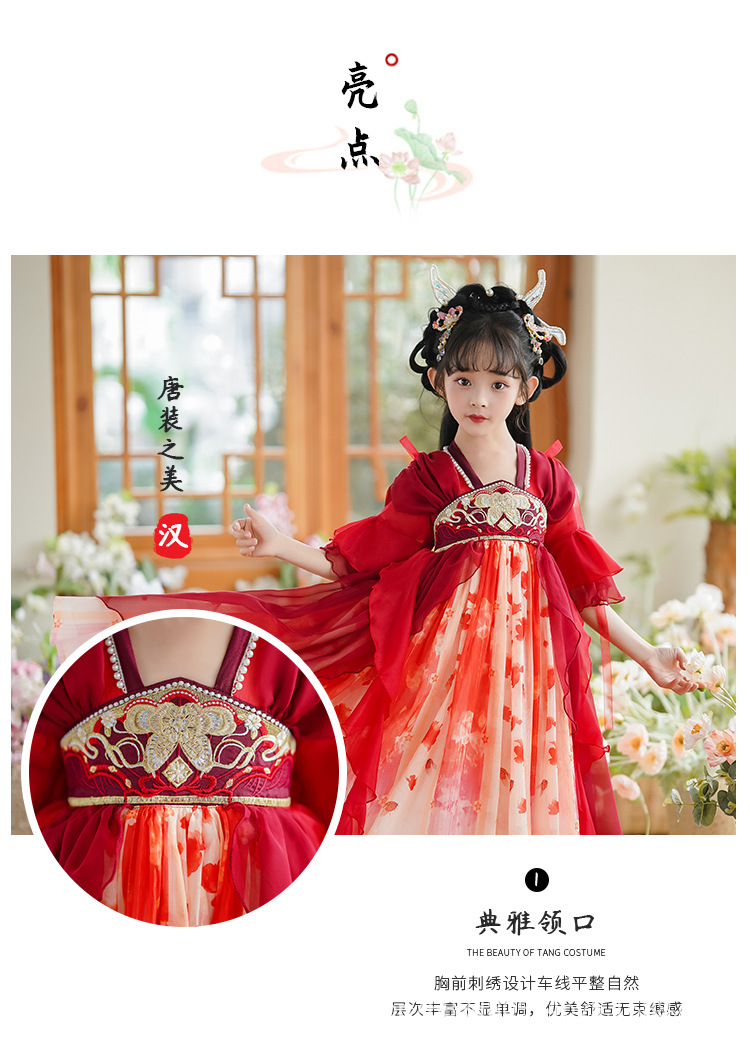 国潮女童汉服夏季新款儿童古装唐装中国风襦裙小女孩古风仙女连衣裙详情3