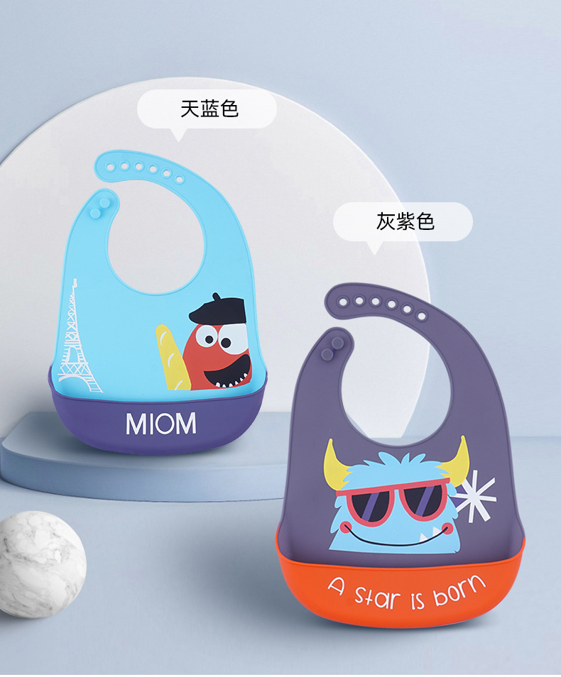 Silicone waterproof baby feeding bib, a perfect saliva bib for infants, children and toddlers in summer. Feeding bib pic 12