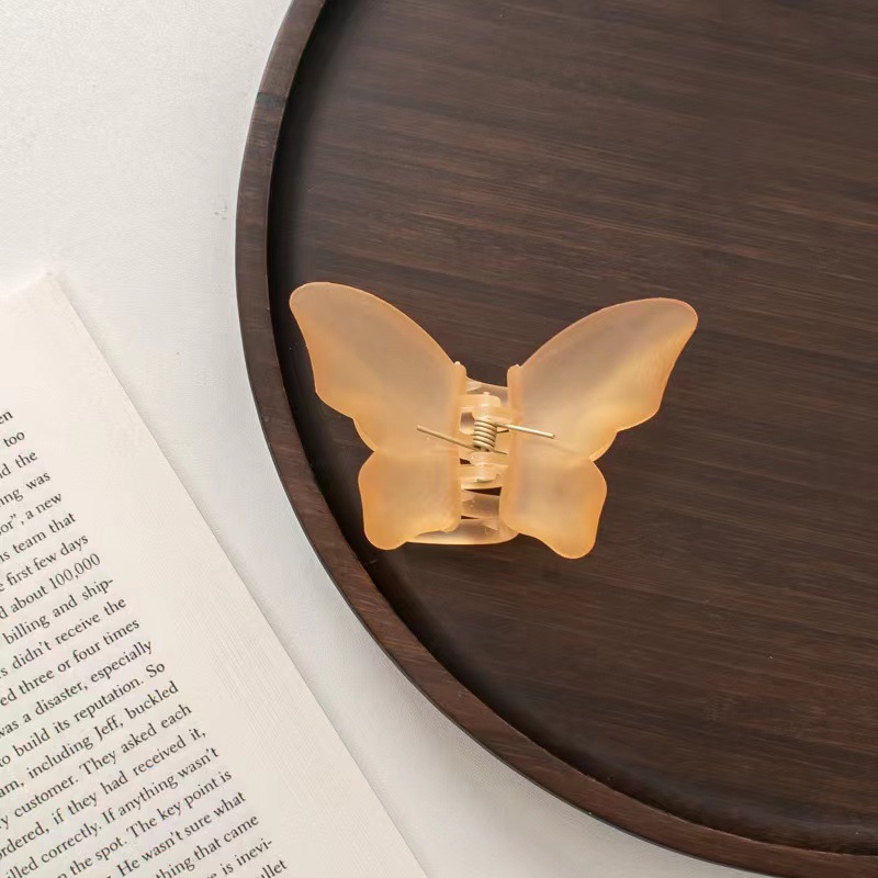 Frosted jelly-colored butterfly hair grabber for women, Korean back head color semi-transparent grabber, simple hair accessory trend pic 9