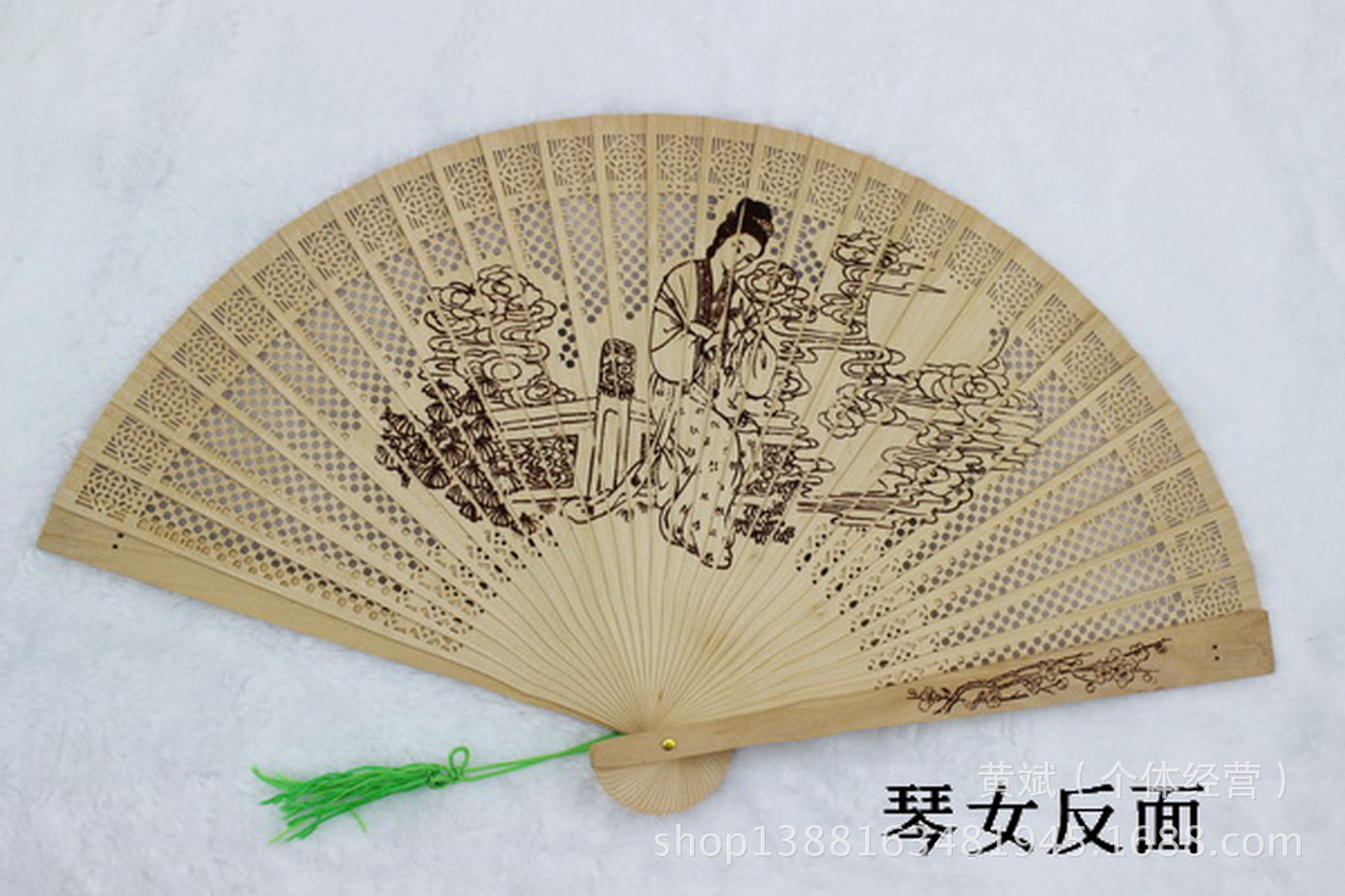 11只彩鹤扇子批发礼品扇禾木扇仿檀香扇带香镂空印花带扇盒详情28